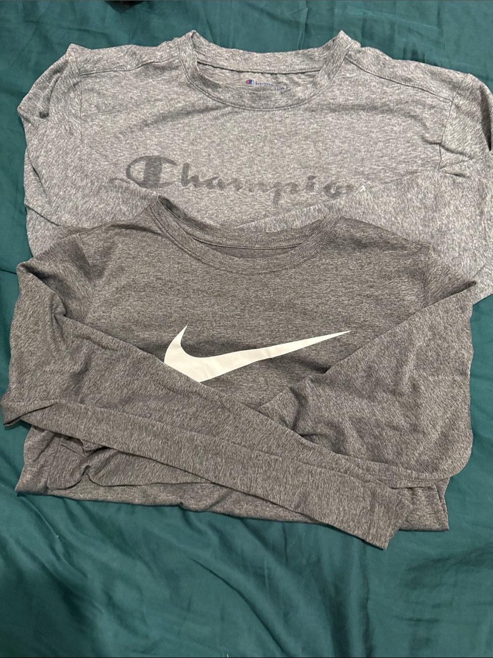 Champion Gray Kids' Long-Sleeve Logo Tee Nike long sleeve Tee